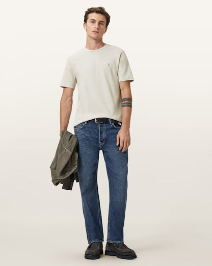 AllSaints Brace Brushed Cotton Crew Neck T Shirt Flint Grey