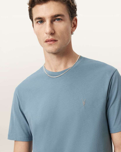 AllSaints Brace Brushed Cotton Crew Neck T Shirt Flint Grey