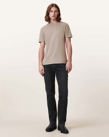 AllSaints Brace Brushed Cotton Crew Neck T Shirt Flint Grey