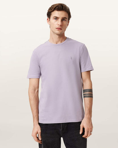 AllSaints Brace Brushed Cotton Crew Neck T Shirt Flint Grey