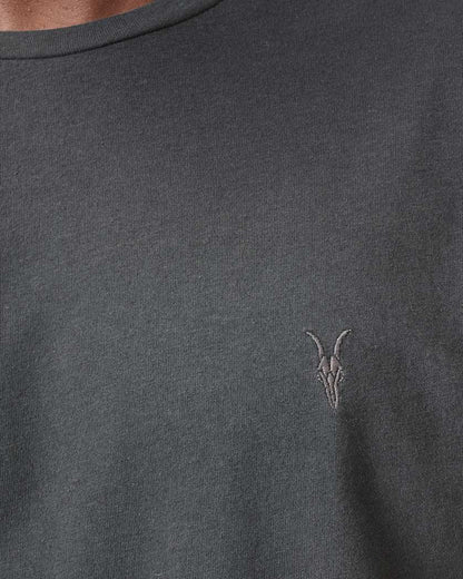 AllSaints Brace Brushed Cotton Crew Neck T Shirt Flint Grey