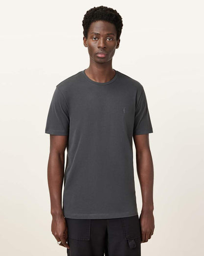 AllSaints Brace Brushed Cotton Crew Neck T Shirt Flint Grey