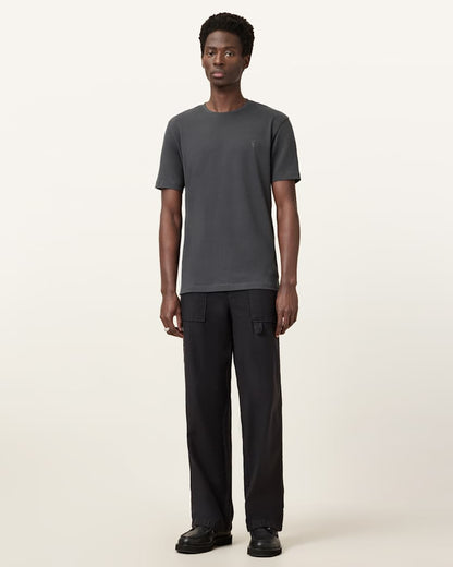 AllSaints Brace Brushed Cotton Crew Neck T Shirt Flint Grey