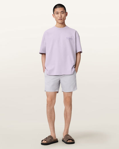 AllSaints Xander Flocked Logo Oversized T Shirt Coastline Blue