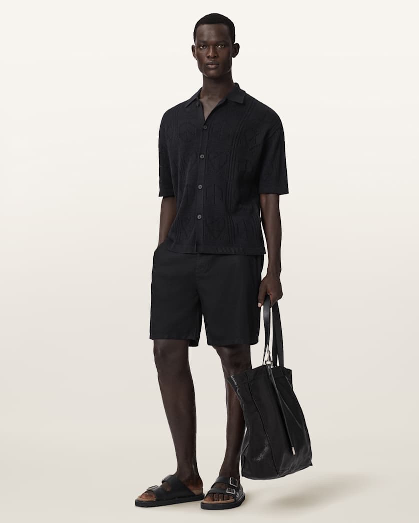 AllSaints Arktx Open Stitch Jacquard Cardigan Black