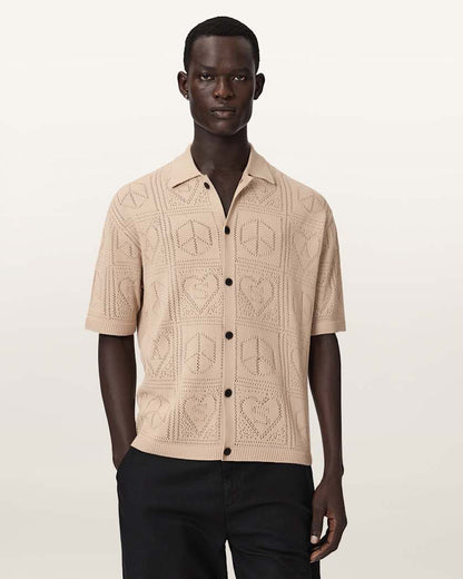 AllSaints Arktx Open Stitch Jacquard Cardigan Black