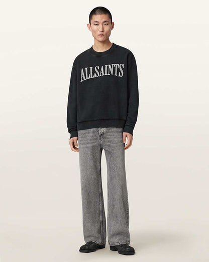 AllSaints Dash Long Sleeve Boxy Sweatshirt Washed Black