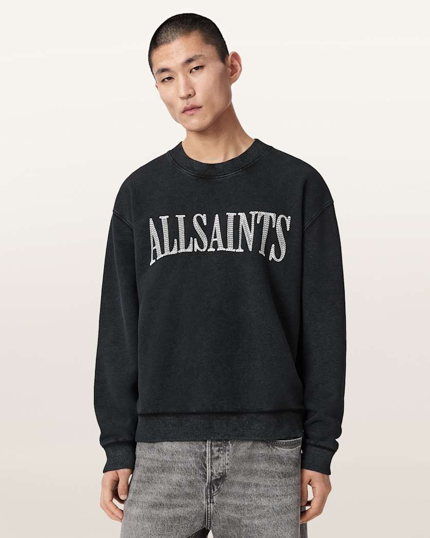 AllSaints Dash Long Sleeve Boxy Sweatshirt Washed Black