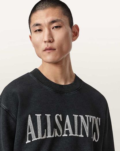 AllSaints Dash Long Sleeve Boxy Sweatshirt Washed Black