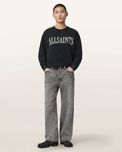 AllSaints Dash Long Sleeve Boxy Sweatshirt Washed Black