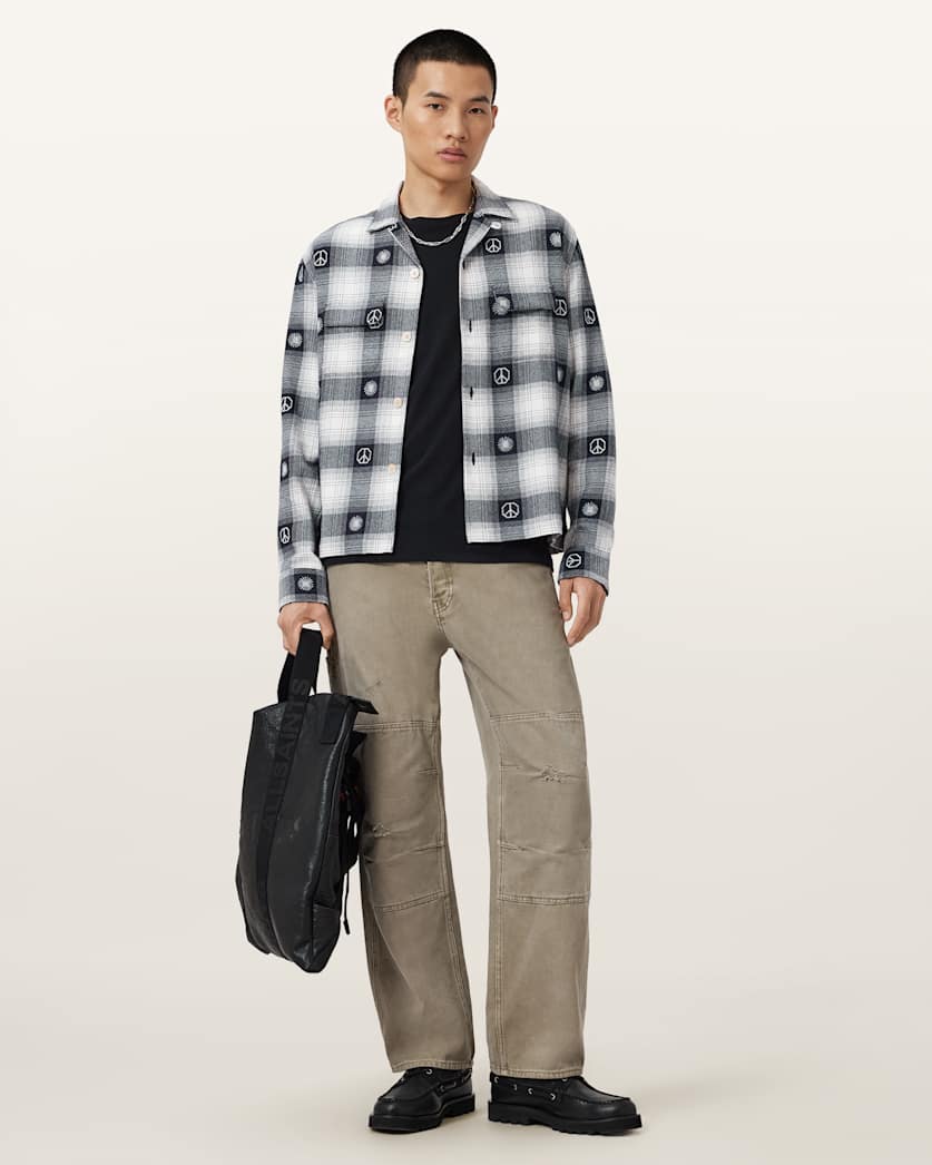 AllSaints Castor Long Sleeve Check Shirt Peacoat Blue