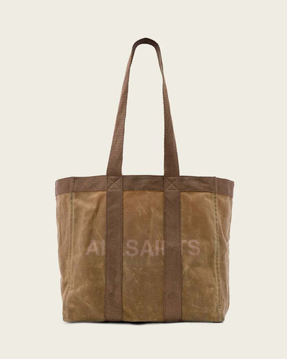 AllSaints Layo Spacious Canvas Tote Bag Weathered Brown