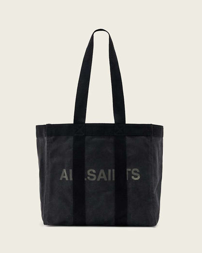 AllSaints Layo Spacious Canvas Tote Bag Washed Black