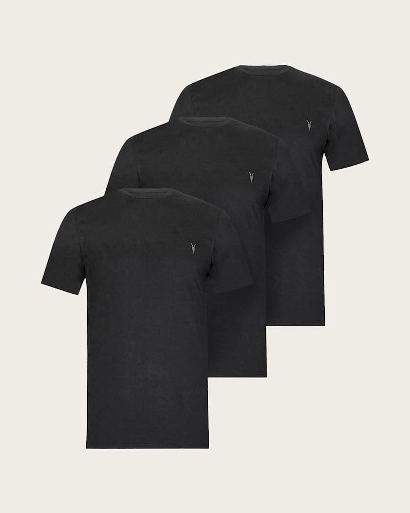AllSaints Brace Brushed Cotton T Shirts 3 Pack White/Green/Green