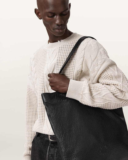 AllSaints Tenter Oversized Wool Sweater Ecru White