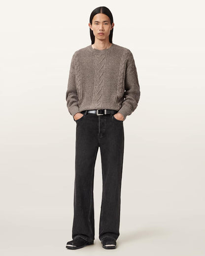 AllSaints Tenter Oversized Wool Sweater Ecru White