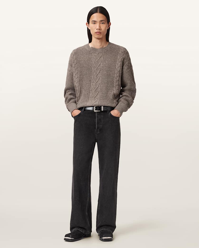 AllSaints Tenter Oversized Wool Sweater Ecru White