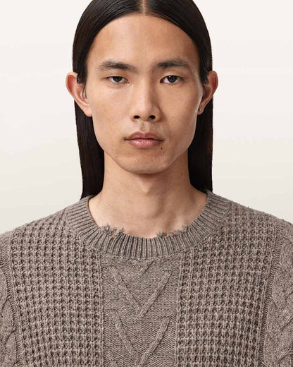 AllSaints Tenter Oversized Wool Sweater Ecru White