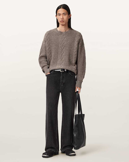 AllSaints Tenter Oversized Wool Sweater Ecru White