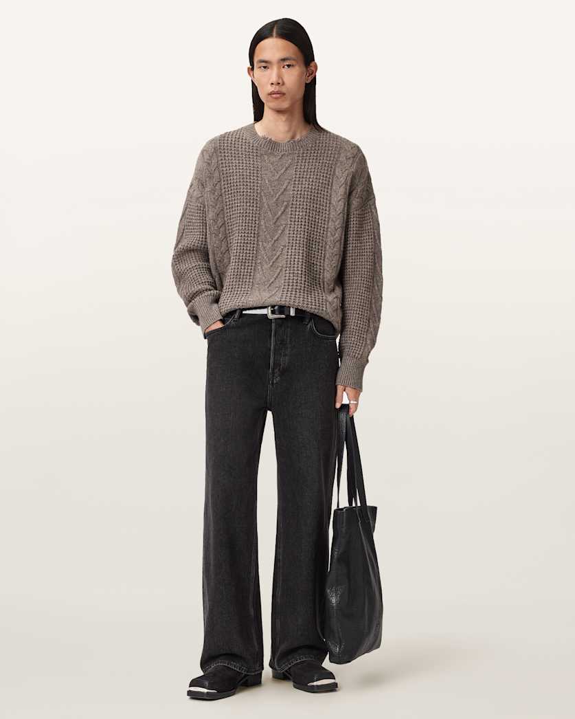 AllSaints Tenter Oversized Wool Sweater Ecru White