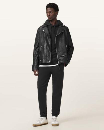 AllSaints Raven Cuffed Slim Fit Ramskull Sweatpants Black