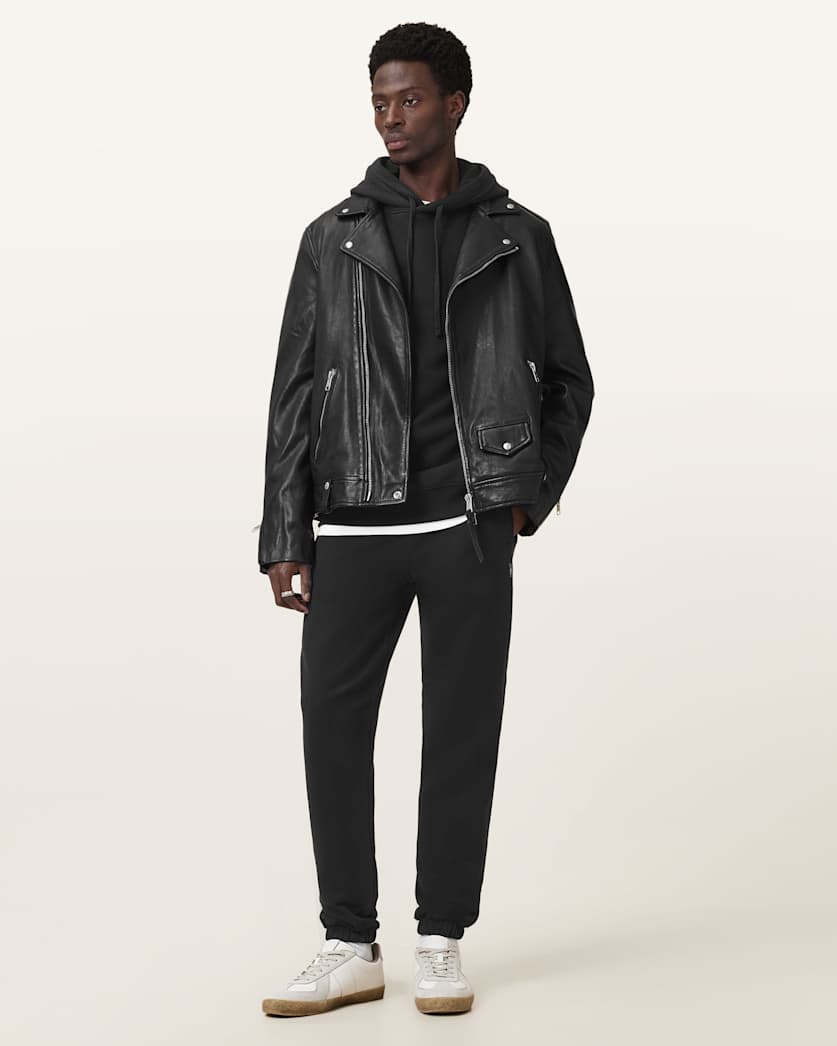 AllSaints Raven Cuffed Slim Fit Ramskull Sweatpants Black