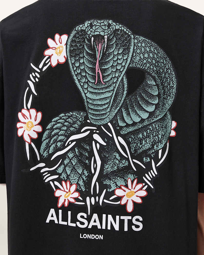 AllSaints Snakebite Short Sleeve Crew T Shirt Washed Black
