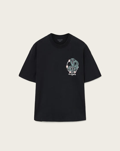 AllSaints Snakebite Short Sleeve Crew T Shirt Washed Black