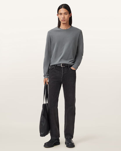 AllSaints Brace Brushed Cotton Long Sleeve T Shirt Hazed Grey