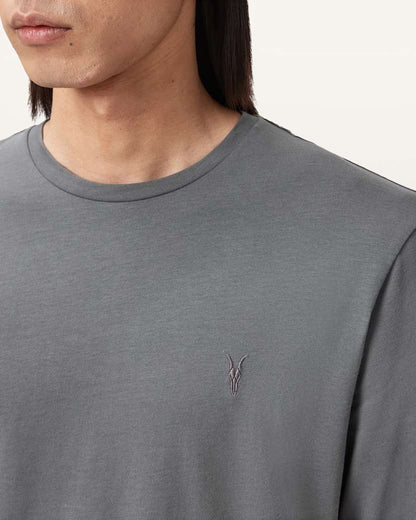 AllSaints Brace Brushed Cotton Long Sleeve T Shirt Hazed Grey