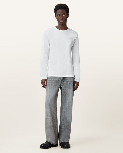 AllSaints Brace Brushed Cotton Long Sleeve T Shirt Hazed Grey