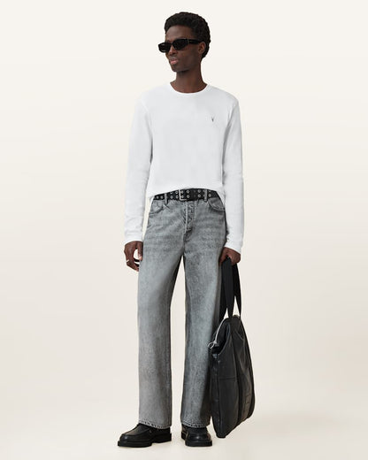 AllSaints Brace Brushed Cotton Long Sleeve T Shirt Hazed Grey