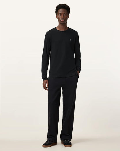 AllSaints Brace Brushed Cotton Long Sleeve T Shirt Hazed Grey