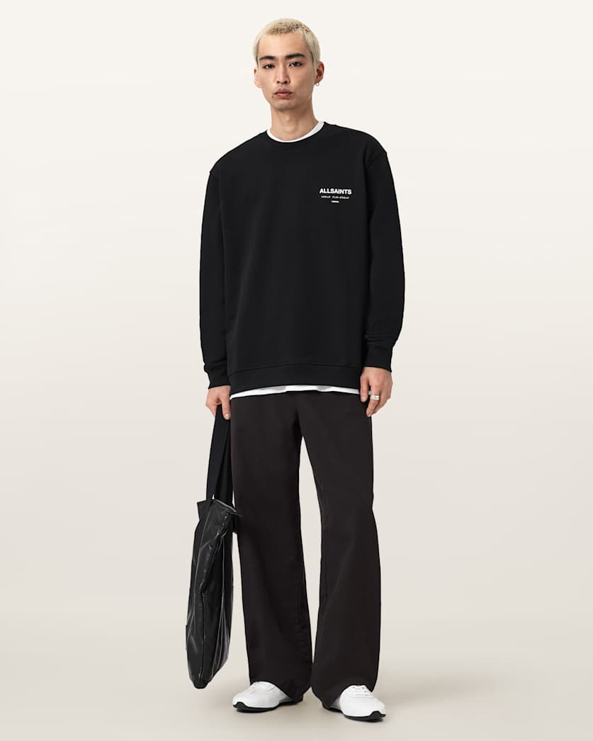 AllSaints Underground Relaxed Fit Crew Neck Sweatshirt Jet Black