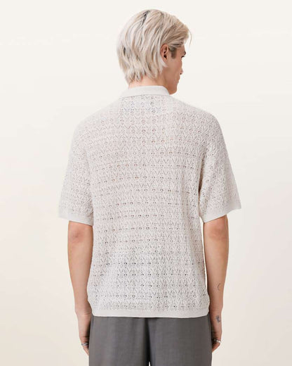 AllSaints Loire Short Sleeve Open Knit Cardigan Ecru White