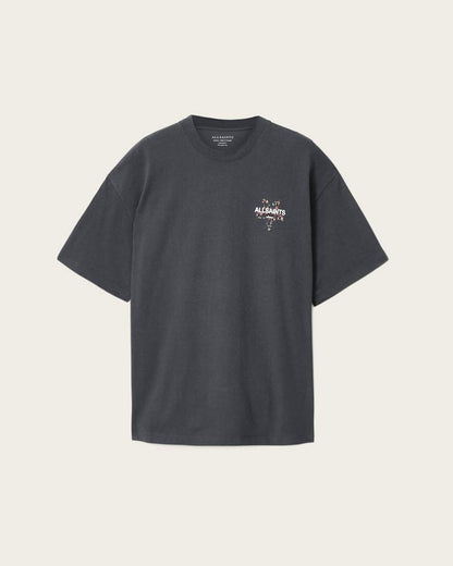 AllSaints Pentacle Oversized Short Sleeve Graphic T Shirt Washed Black