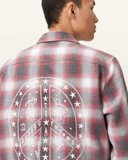 AllSaints Shams Long Sleeve Shirt Claret Red