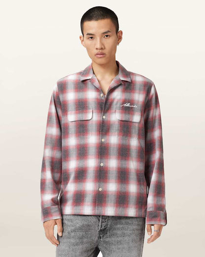 AllSaints Shams Long Sleeve Shirt Claret Red