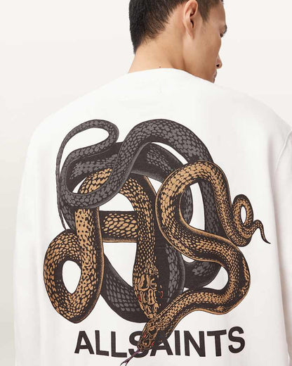 AllSaints Reticulate Graphic Sweatshirt Chalk White