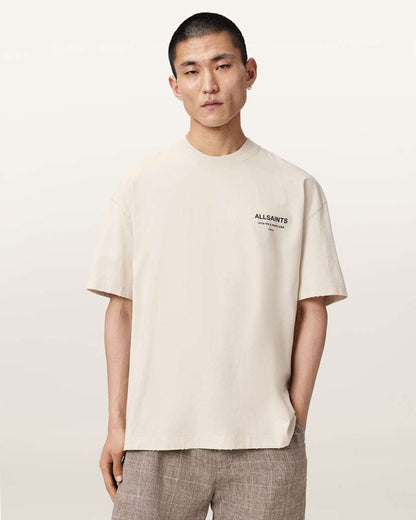 AllSaints Dreamer Short Sleeve Oversized Graphic T Shirt Dusk White
