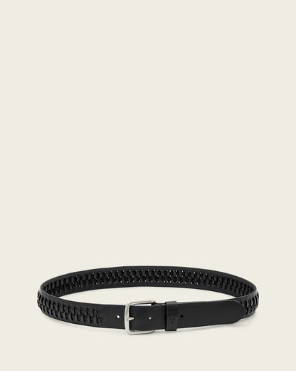 AllSaints Gus Woven Leather Belt Black