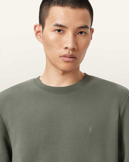 AllSaints Raven Crew Neck Ramskull Sweatshirt Gastor Green