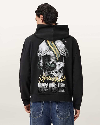 AllSaints Snakehead Graphic Hoodie Washed Black