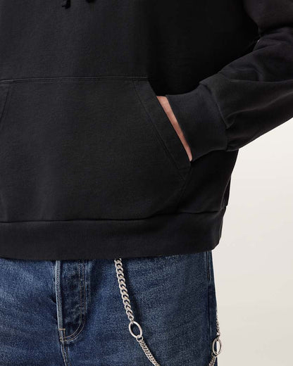 AllSaints Snakehead Graphic Hoodie Washed Black