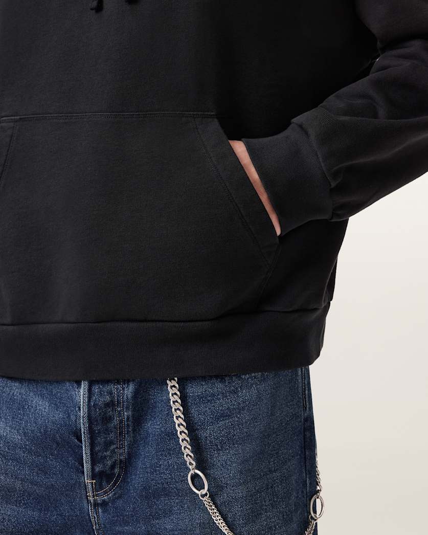 AllSaints Snakehead Graphic Hoodie Washed Black