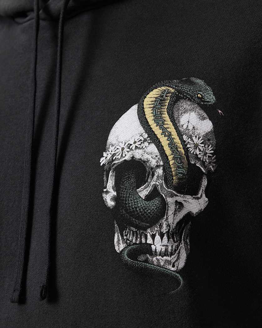 AllSaints Snakehead Graphic Hoodie Washed Black