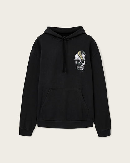 AllSaints Snakehead Graphic Hoodie Washed Black