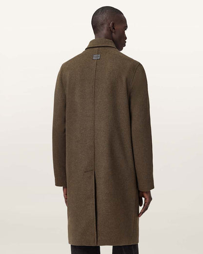 AllSaints Trent Wool Coat Log Brown
