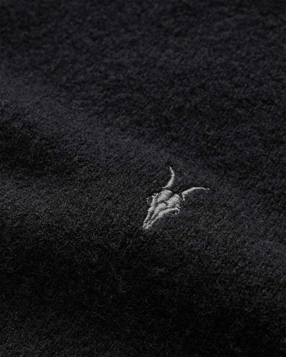 AllSaints Statten Long Sleeve Ramskull Polo Sweater Black