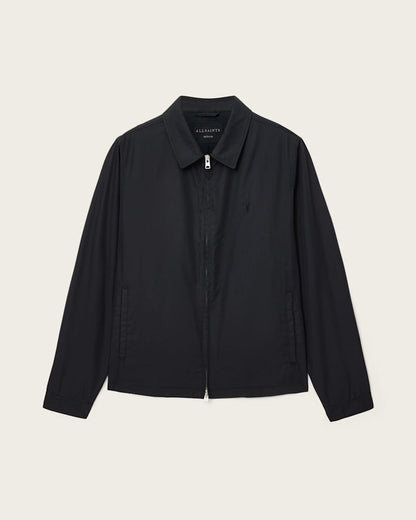 AllSaints Trey Black Ramskull Pointed Collar Jacket Jet Black